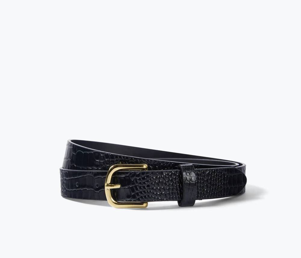 NEW FREDA SALVADOR women's rebecca embossed croc belt in black
